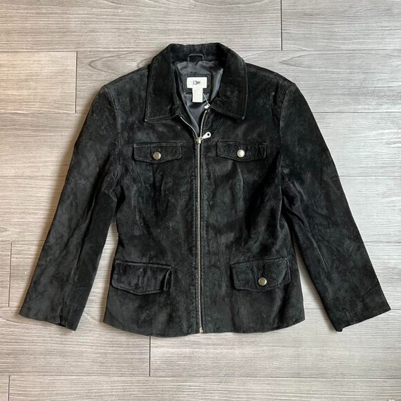 Vintage 90s BP Nordstrom Leather Suede Zip Up Collared Jacket Size S - Picture 1 of 6